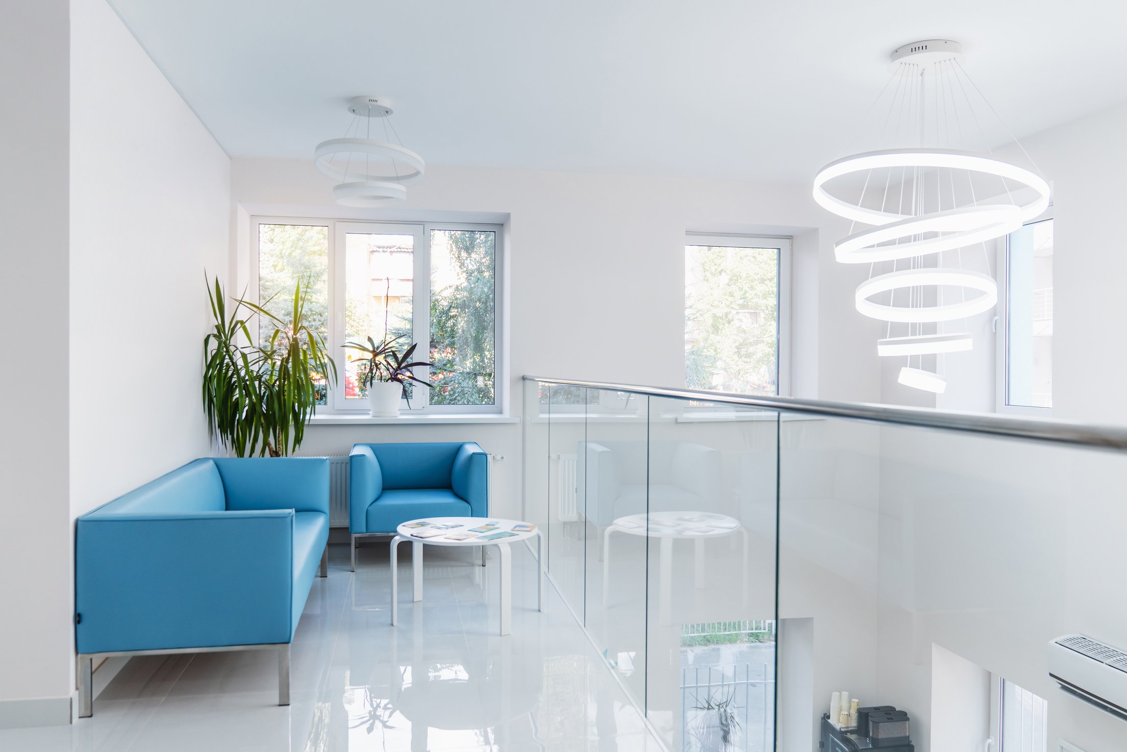 Lobby in modern medical clinic